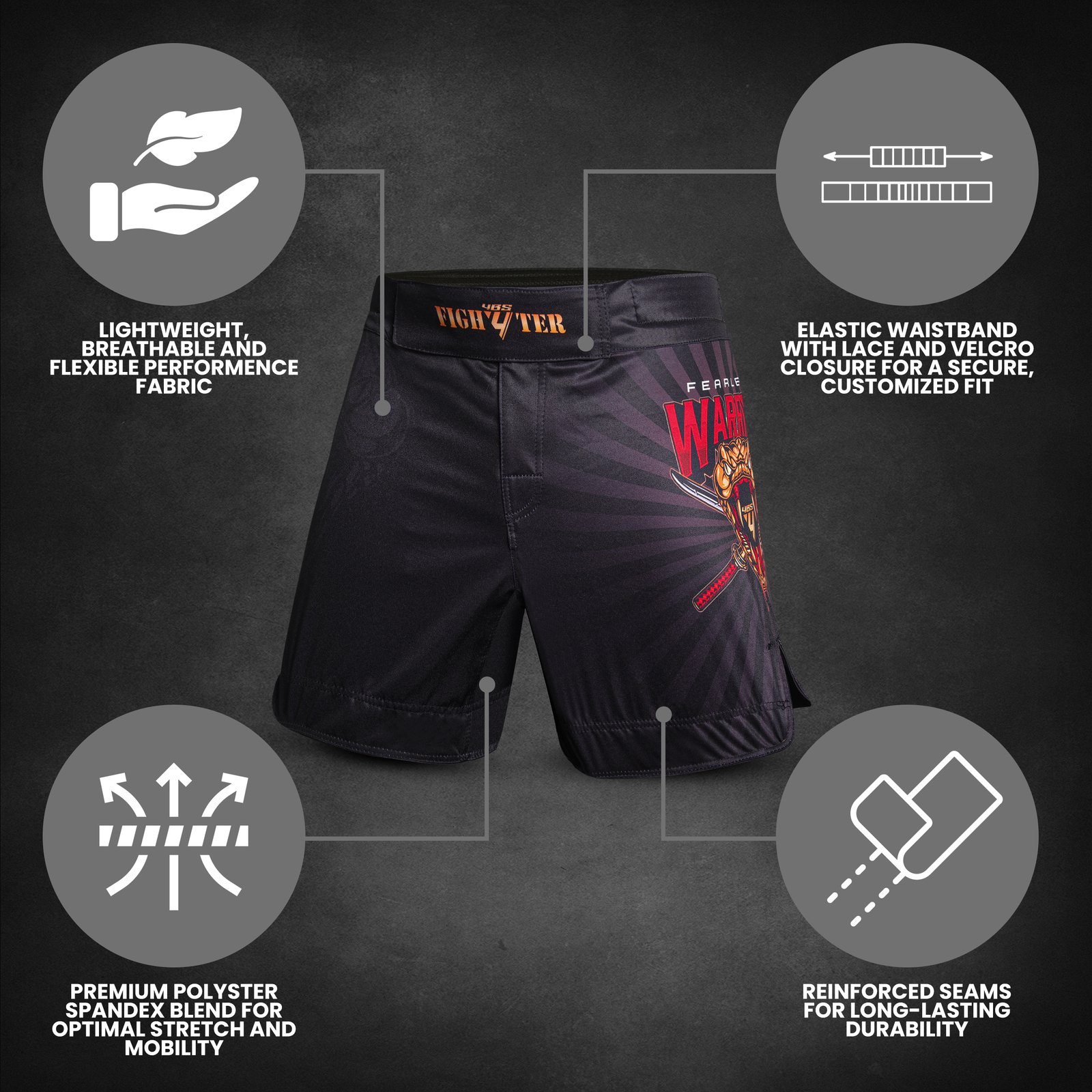 4B MMA Shorts| Lightweight High-Stretch Shorts for Men | Compression Fit, Secure Waistband & Flatlock Stitching | Grappling, BJJ, Muay Thai, Kickboxing & Gym Training Search this page - Image 4